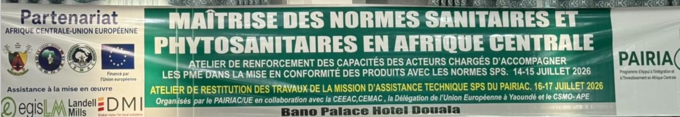 Banderole de l'atelier : Maîtrise des normes sanitaires et phytosanitaires en Afrique centrale